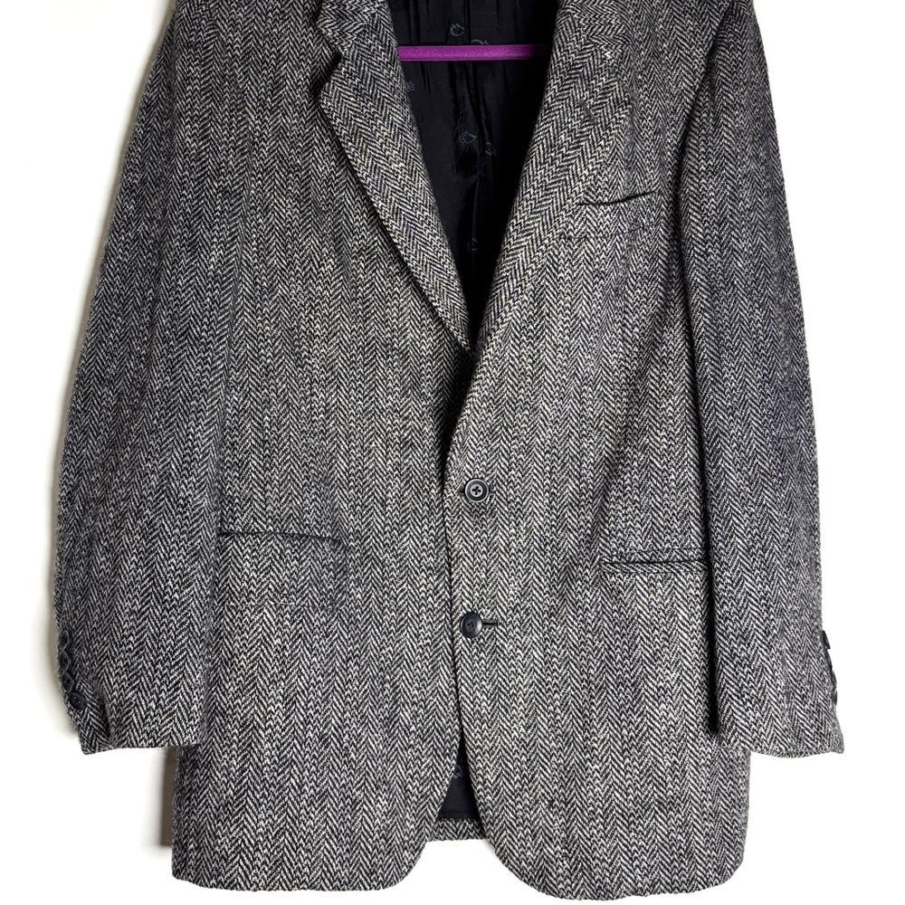 Vintage Dior Gray Wool Herringbone Blazer | Classic Tailored Jacket